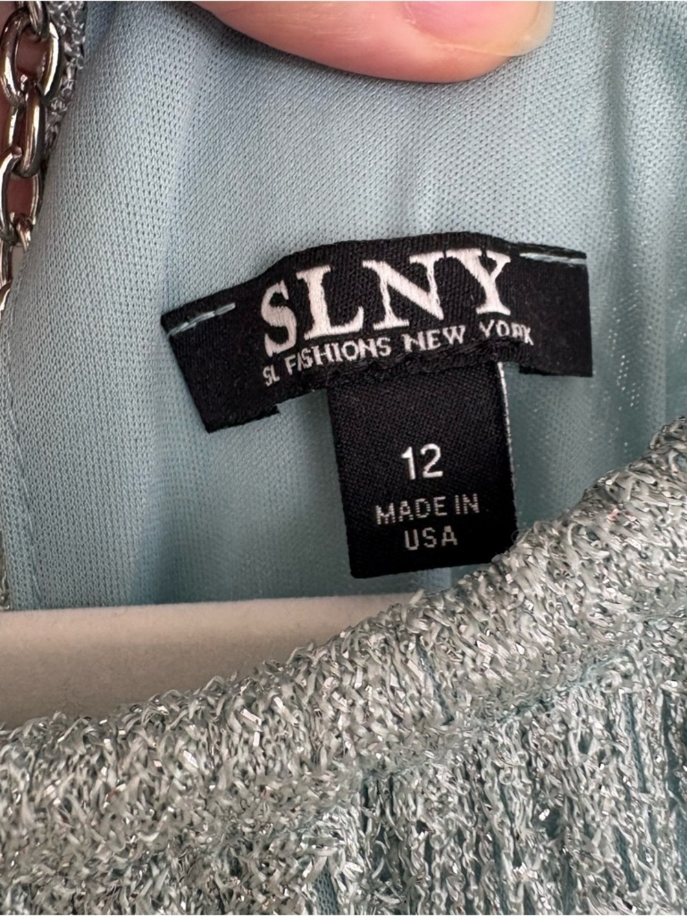 SLNY 20s inspired Flapper Girl Mint Green Textured Knit Evening Top - Picture 4 of 9